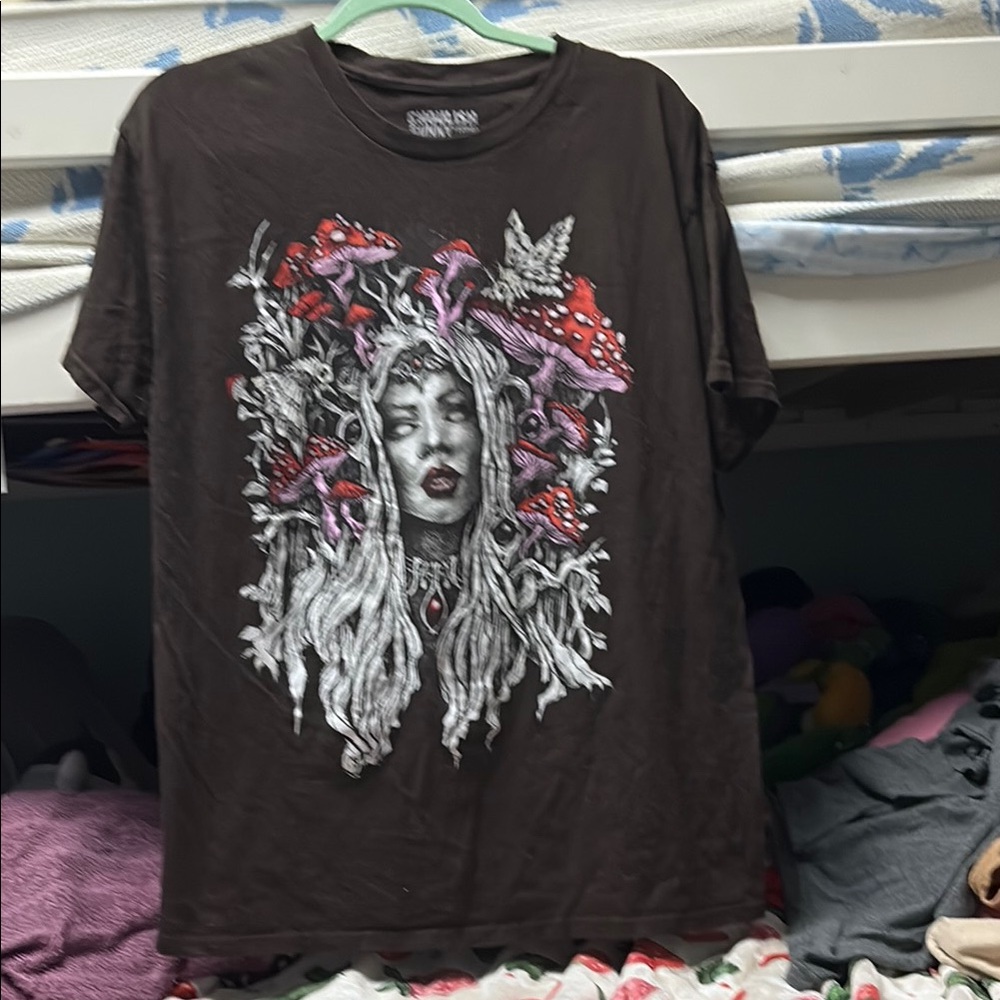 Brown Graphic T-Shirt with Artistic Design